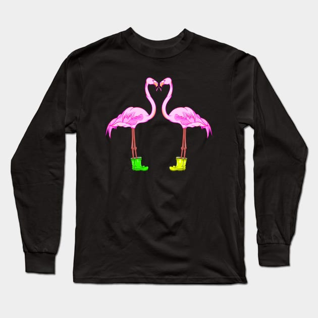 Funny Flamingos In Love Long Sleeve T-Shirt by mailboxdisco